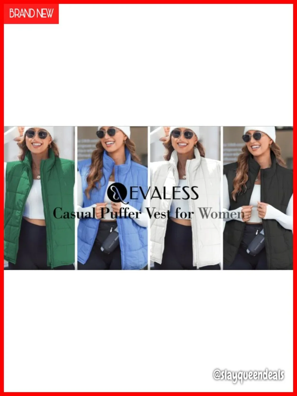 Women's Puffer Vest Zipper Closure Sleeveless Jacket with Pockets